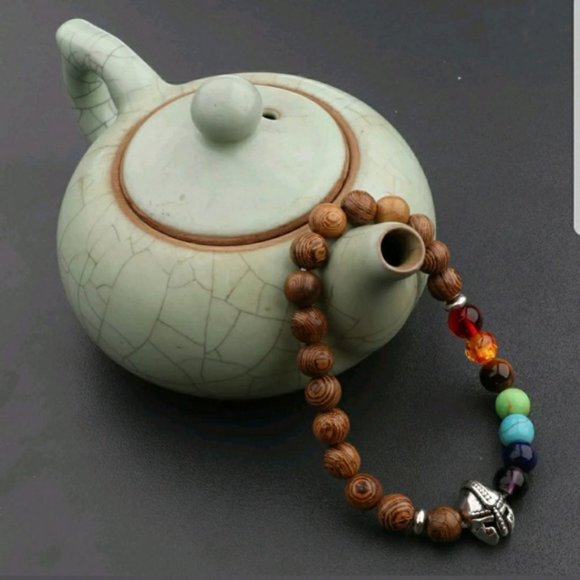 Jewelry - Chakra Wooden Bead Necklace Namaste Yoga Meditate